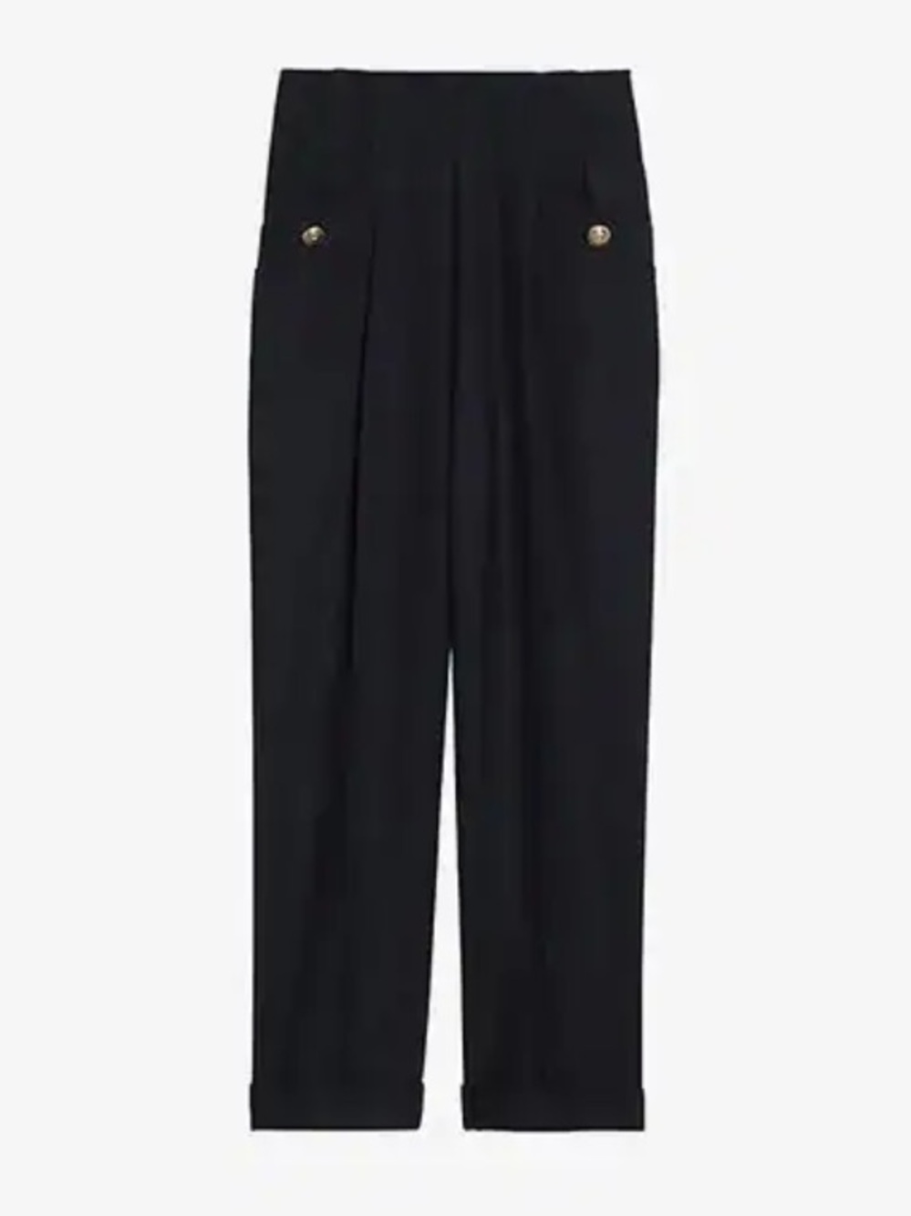 Sandro Sieny Cropped High Waist Wide Leg Pants Navy Size 40